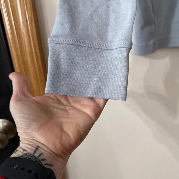 Jeff  100% Pima Cotton Turtleneck Mens Sz L Soft Blue Office Academia Layer Prep - Picture 4 of 6